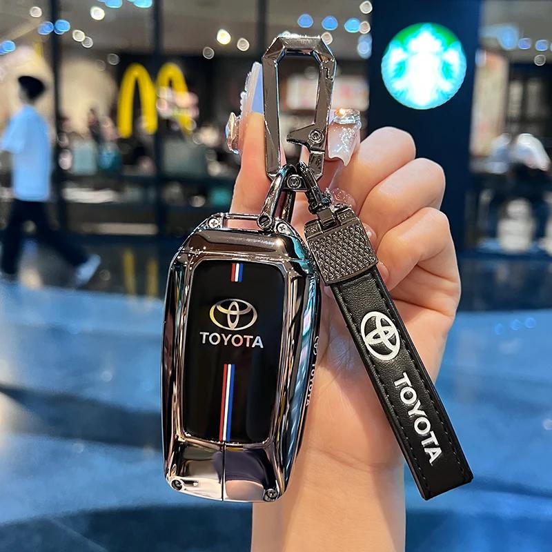 Toyota Car Key Case Cover Shell Fob for CHR Hilux Fortuner Land Cruiser 200 Camry Corolla Crown RAV4 Highland Key Chain Accessor