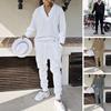 European and American Style Men's Suits 2025 Autumn New Casual Knit Suits Men's Summer Loose Long-Sleeved Tops and Long Pants Men's Clothing