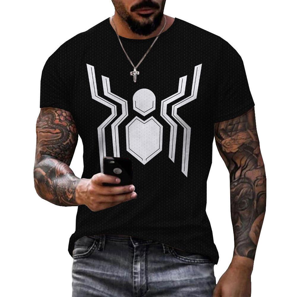 Μπλουζάκι Μόδας με Μοτίβο Λογότυπου Αράχνης για Ανδρική Casual Προσωπικότητα, Cool 3D Εκτυπωμένο T-shirt για Καλοκαιρινό Πουκάμισο