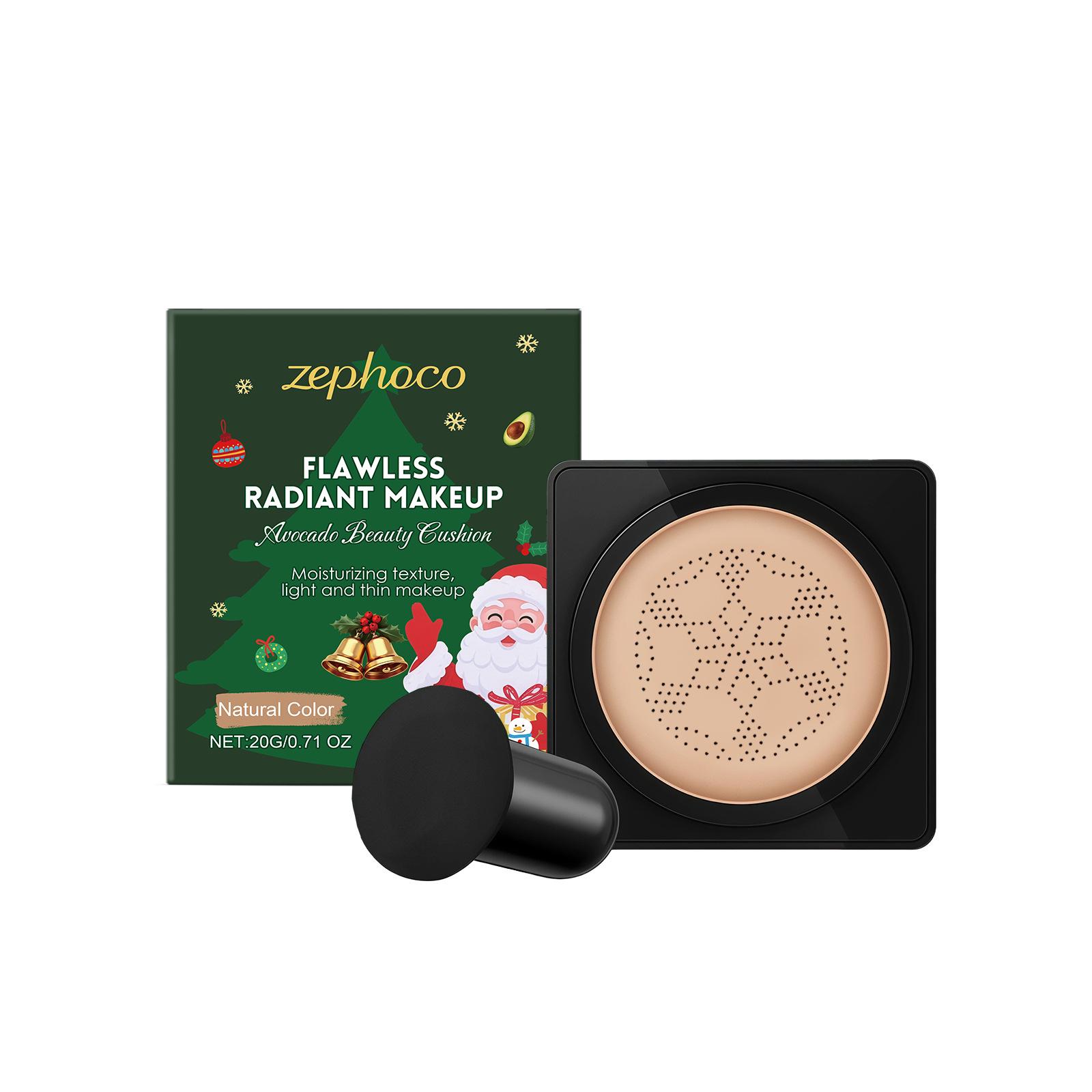 Zephoco Natural Brightening Cushion Foundation: Long-lasting, close-fitting, velvet texture, lightweight, and excellent concealer. 20g Cushion Cream + 1 Mushroom Puff