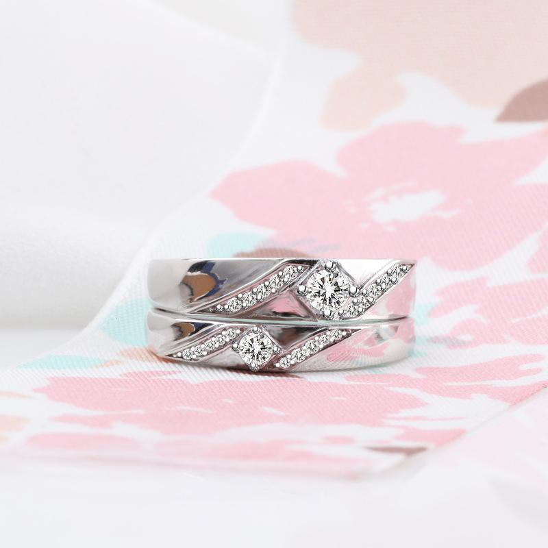 Buyee CopperCouples Ring White Zircon Ring Finge for Women Men Classic Fashion Wedding Fine Jewelry Circle Gift