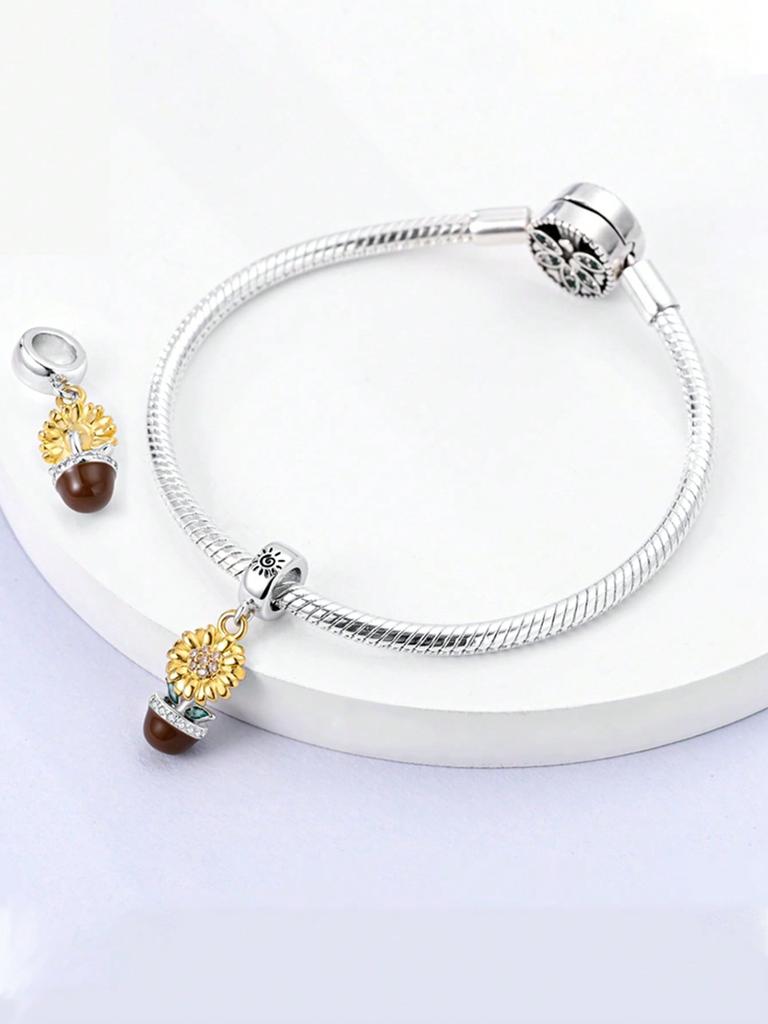 Charms Plata Daisy Perfume Bottle Maple Beads Charm Copper Plated Fit Copperoriginal Bracelet For Jewelry Making Diy Charm