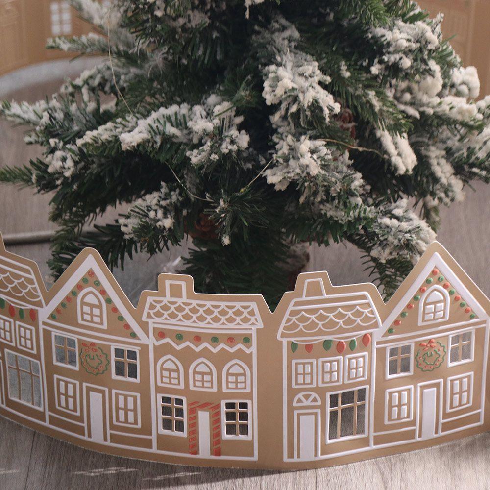 Gingerbread House Christmas Tree Skirt LED Xmas Tree Base Cover Christmas Tree Collar  Festival