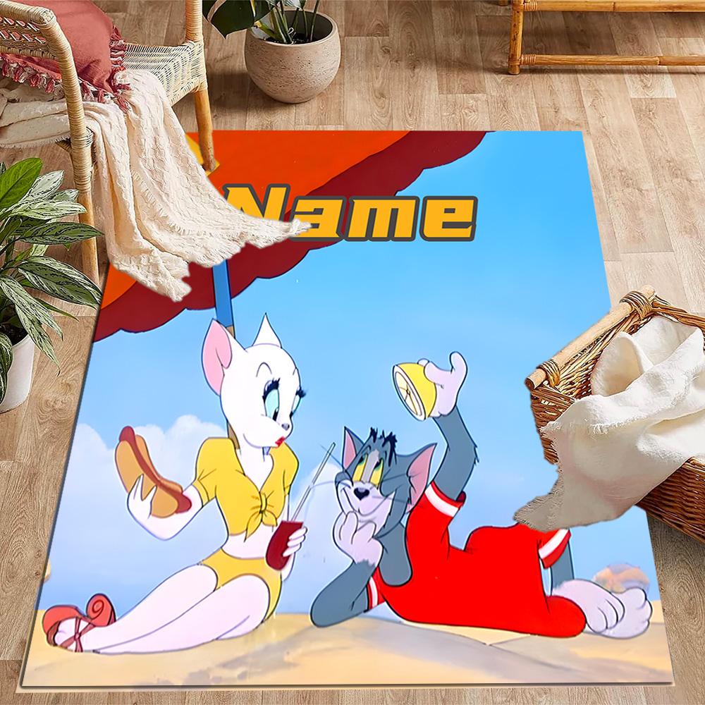 Looney Farm Animal Friends Customize Your Name Floor Rug Office Rug Suitable for Balcony Entryway Dormitory Foyer Anti-slip Rug Anime Office Decor