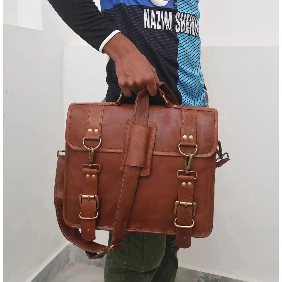 Handgefertigte Herren Ausgezeichnete Leder Vintage Laptop Messenger Aktentasche Umhängetasche