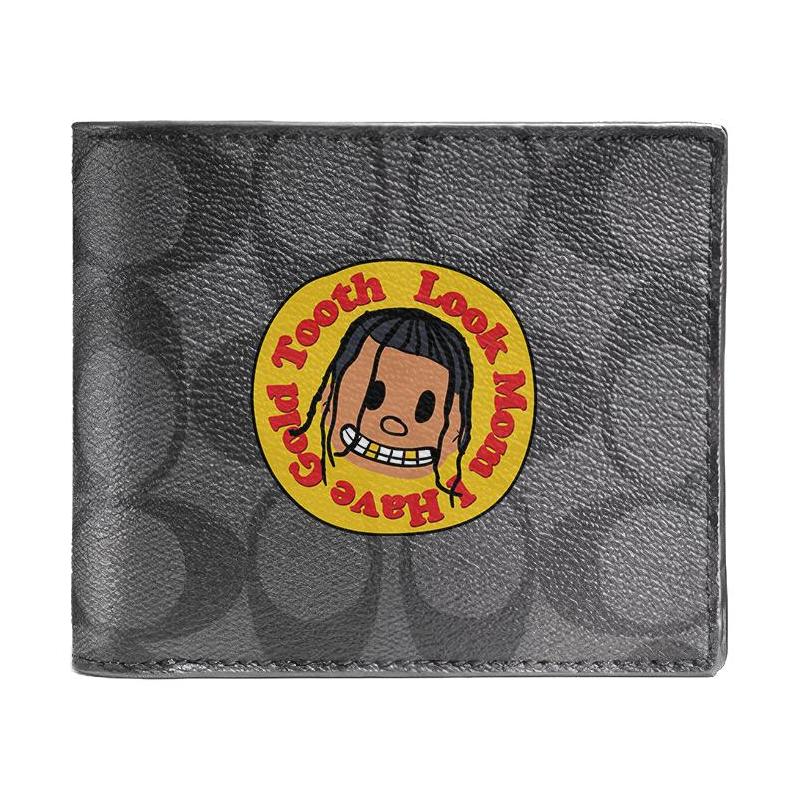 

COACH wallet [Customized bag] 3 IN 1 Made of Magnolia Relief Printed Short Three-in-One Same Style for Men and Women Couples Black hip hop boy чорний