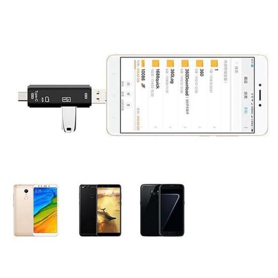 5 In 1 USB 3.0 Type-C Micro OTG TF Micro Security Digital Card Reader Adapter
