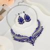 Women Crystal Necklace Earrings Indian Bridal Jewelry Sets Brides Wedding Party Costume Accessories