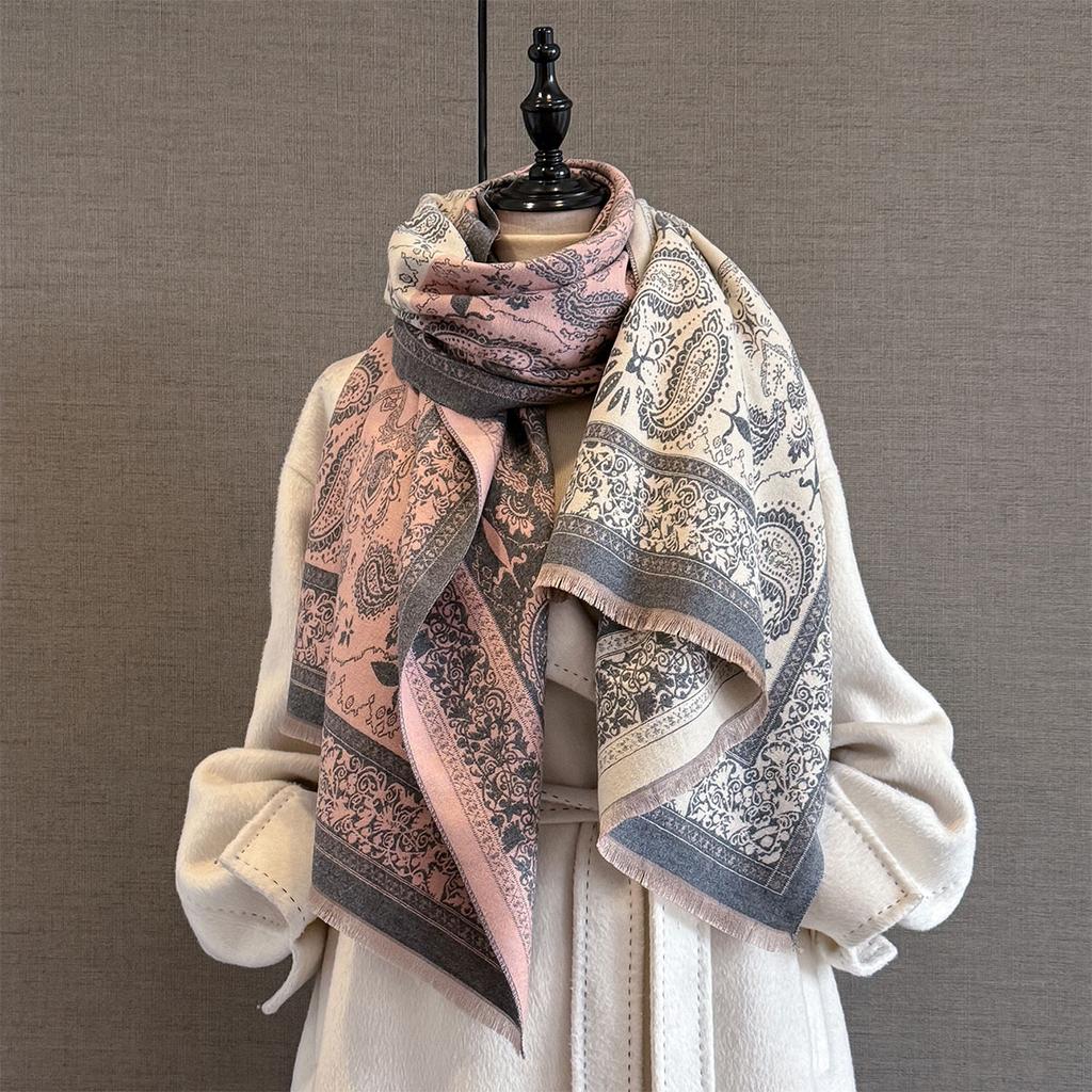 New Fashion Two-Sided Jacquard Pashmina Cashmere Scarf Winter Thick Warmth Shawl Coldproof Windproof Blanket Scarves