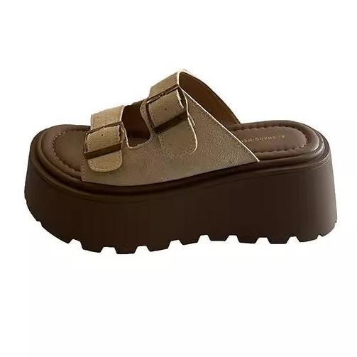 Lässige Mode-Slipper Damen Sommer 2025 neu High-End-Mode vielseitig Ein-Wort-Schlappen coole Slipper Muffinsohle