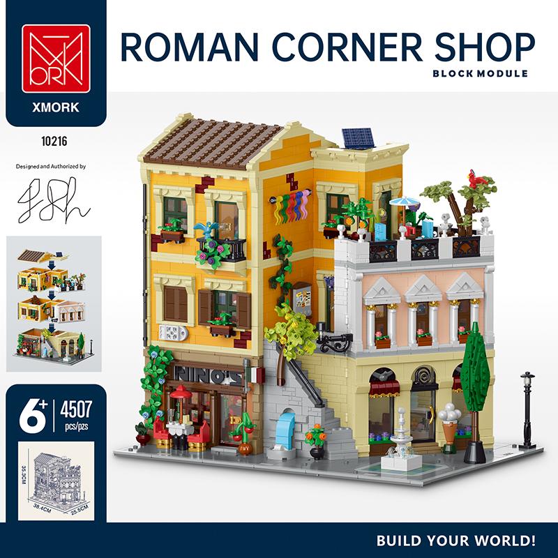 4507Pcs Roman Corner Store Architecture Building Set European Street View Series Diy Display Model Bricks Toy For Kid Gift