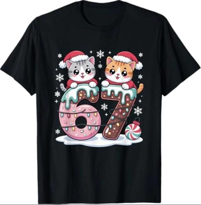 67 Funny Meme Kawaii Cats Christmas Ice Cream Drip 6 7 T-Shirt XL