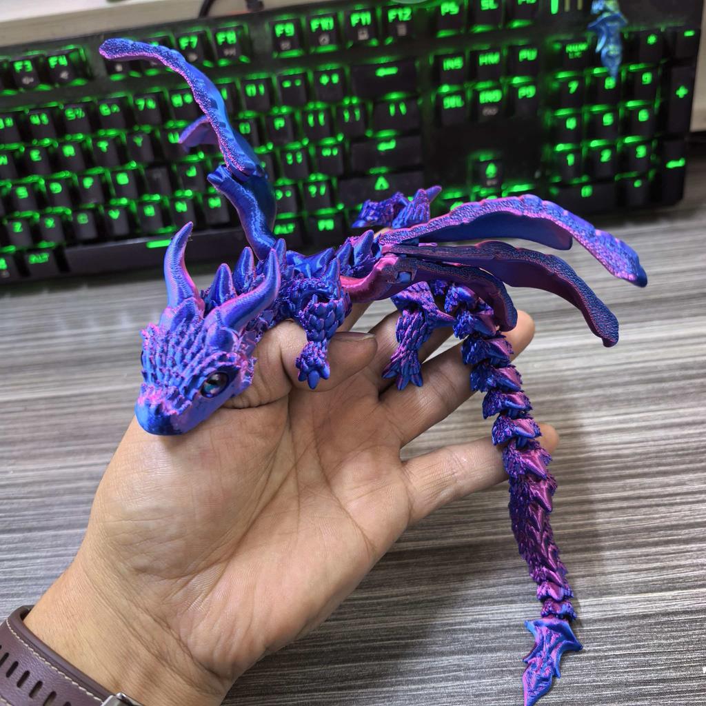 30CM 3D Printed Simulated Eyes Flying Joints Can Move Dragon Baby Ornaments Rockery Fish Tank Landscaping Decoration