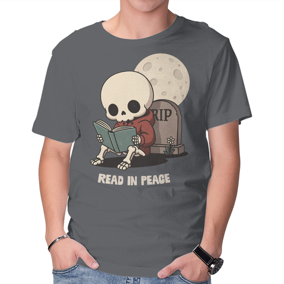 Unisex Crew Neck T-Shirt RIP Read In Peace Graphic Short Sleeve Casual Tee L