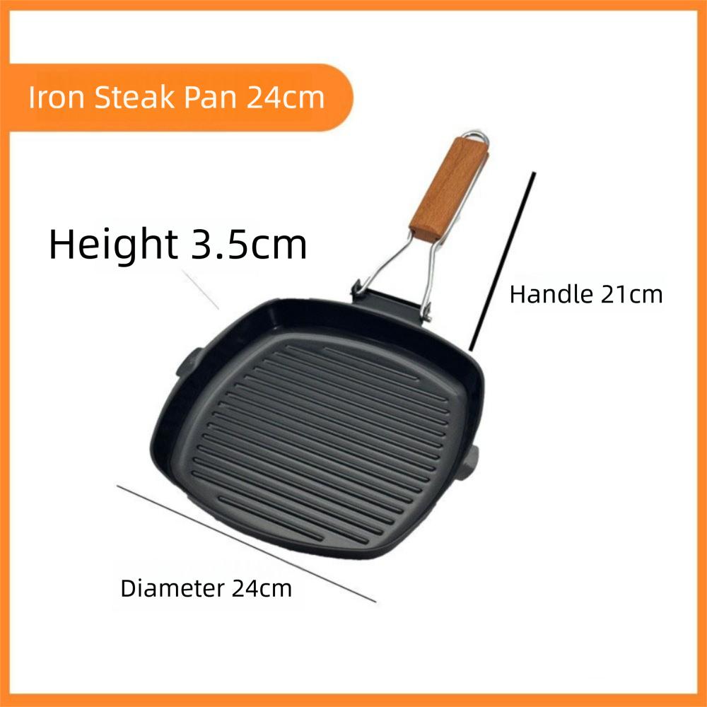 Portable Hand Forging Cast Iron Pan Foldable Uncoated Picnic Grill Pan Non Stick No Lid Steak Frying Pan Outdoor BBQ