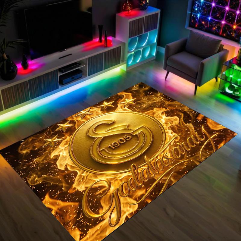 Galatasaray FC Design Crystal Velvet Carpet Cozy Non?Slip Printed Rug For Bedroom Living Room Entrance