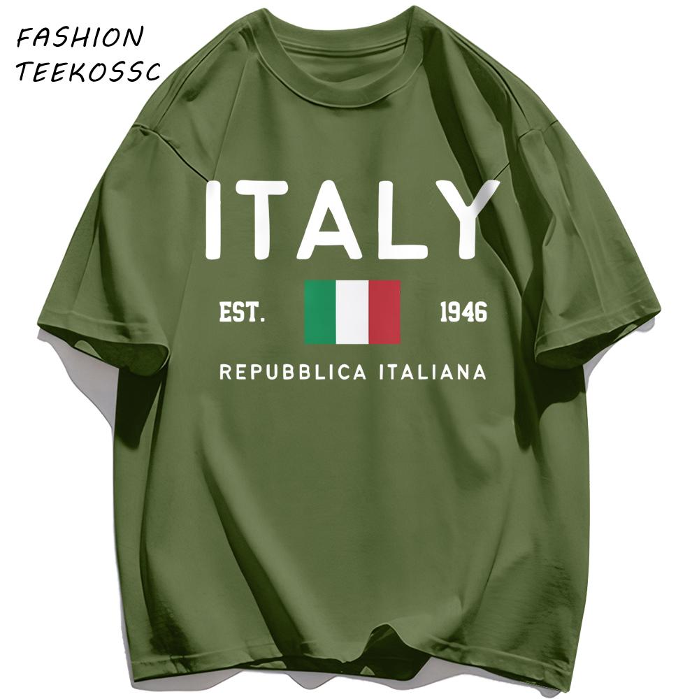 Italy Repubblica Italiana Printed Men T Shirts AllMatch Cotton TShirt Casual Crewneck Loose Streetwear Man Summer Basics Top