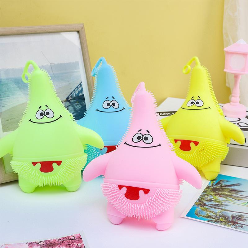 Flashing Glitter Patrick Star Fidget Toy - Sensory Stress Relief Ball for Kids & Adults