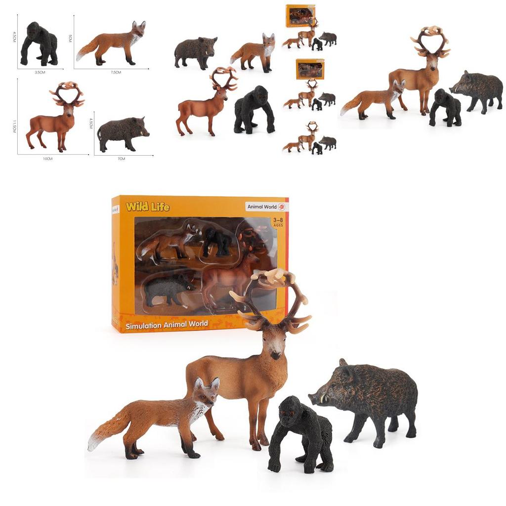 Wild Animal Pvc Figurine Black Chimpanzee Fox Deer Gift For Kids And Collectors