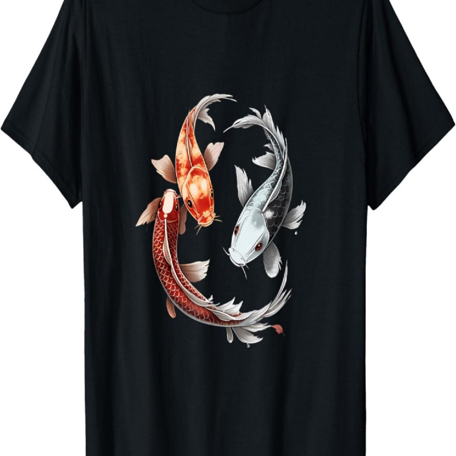 Koi Carp Ying Yang Nishikigoi Fish Cherry Blossom T-Shirt(52) S чёрный