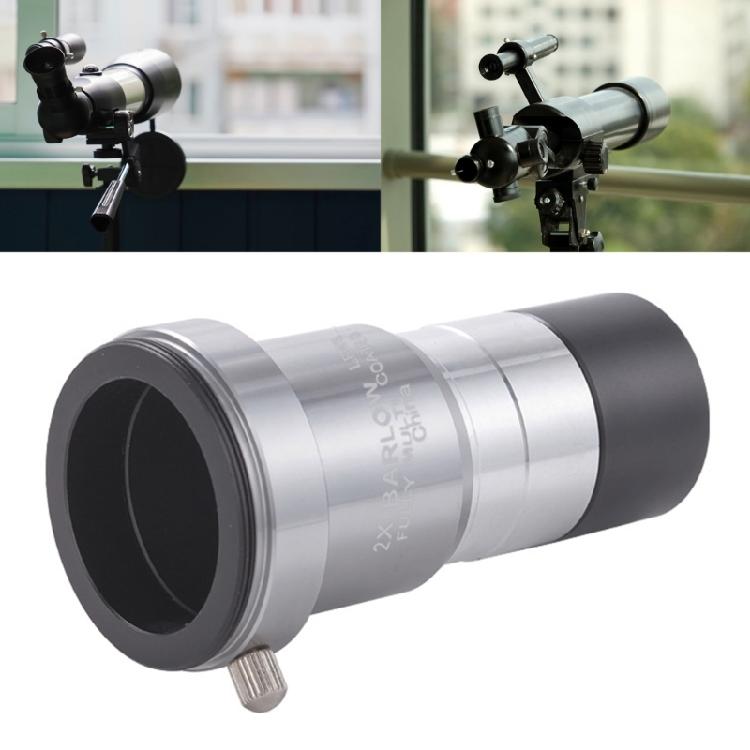 Lightweight 2X Barlow Lens Optical Designs Lens Portable Telescope Lens Metal Lens for Outdoor Skywatching & Photography