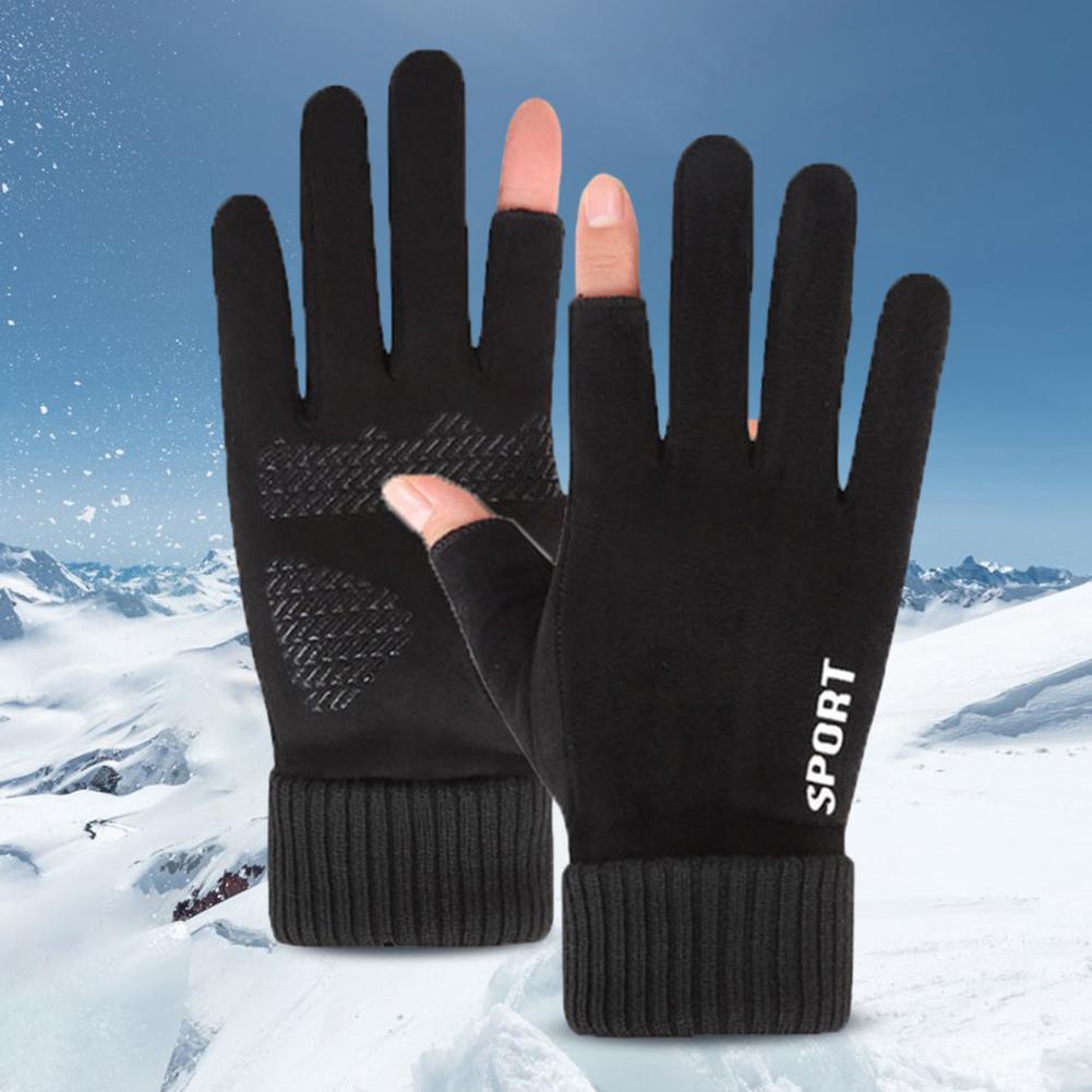 Touch Screen Electric Heated Hand Warmer Non-Slip USB Rechargeable Heating Thermal Gloves Soft 2 Finger Heated Gloves Windproof