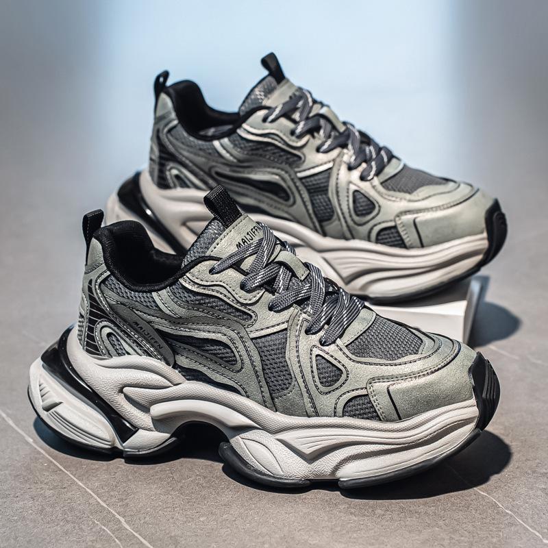 Herbst-Netz atmungsaktive lässige Sportschuhe Studenten dicke Sohle höhenverstellende Dad-Schuhe