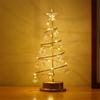 LED Crystal Christmas Tree Night Light - Elegant Iron Art Desk Lamp for Bedroom Ambiance
