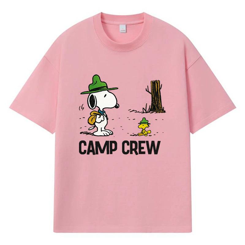 2026 Snoopy And Woodstock Printed Graphic Y2k Harajuku Streetwear 100% Cotton T Shirt Casual Oversized Summer Men T-shirt