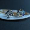 Серебряные серьги с натуральным аметистом 3.253ct, цитрином, хризолітом, топазом (2193180)
