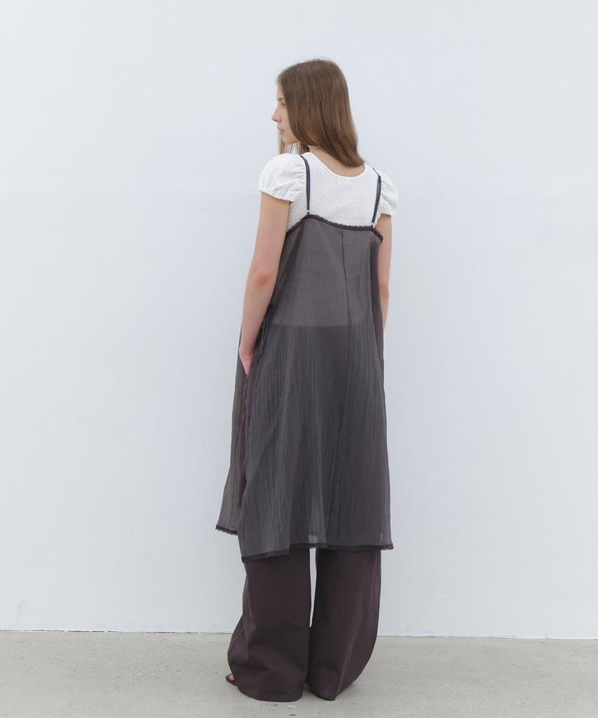 Cluny Sheer Layered Beach Slip Dress - Charcoal