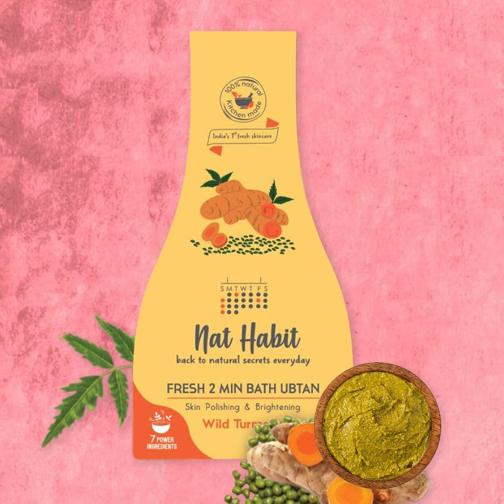 Nat Habit Fresh Wild Turmeric Bath Ubtan 80 G X Pack Of 2 For Gentle Body Exfoliation And Natural Skin Radiance Enhancement