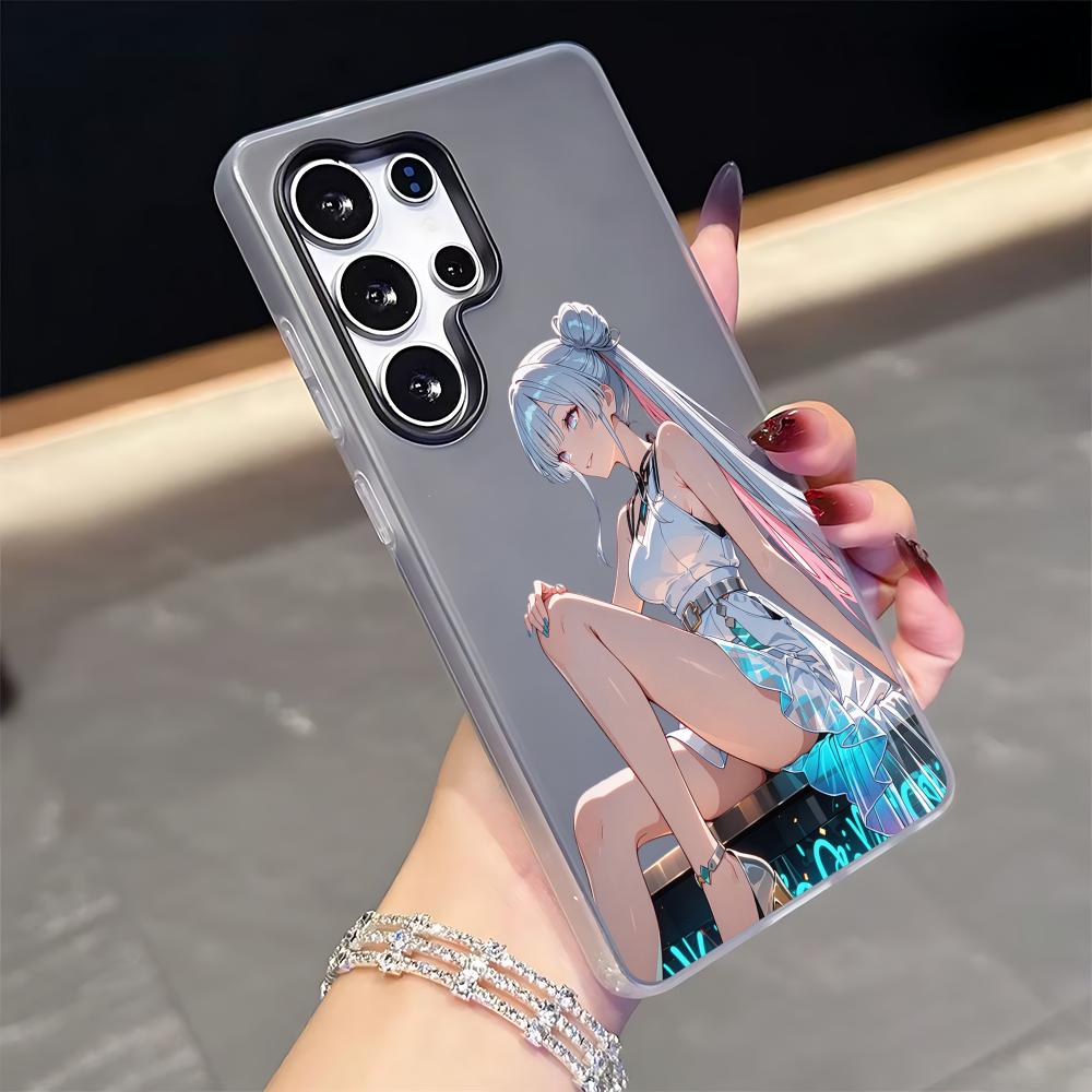 Cosmic Princess Kaguya Phone Case for Samsung S25 S24 S23 S22 S21 FE Plus Ultra Black 2-in-1 Jelly Silicone Case