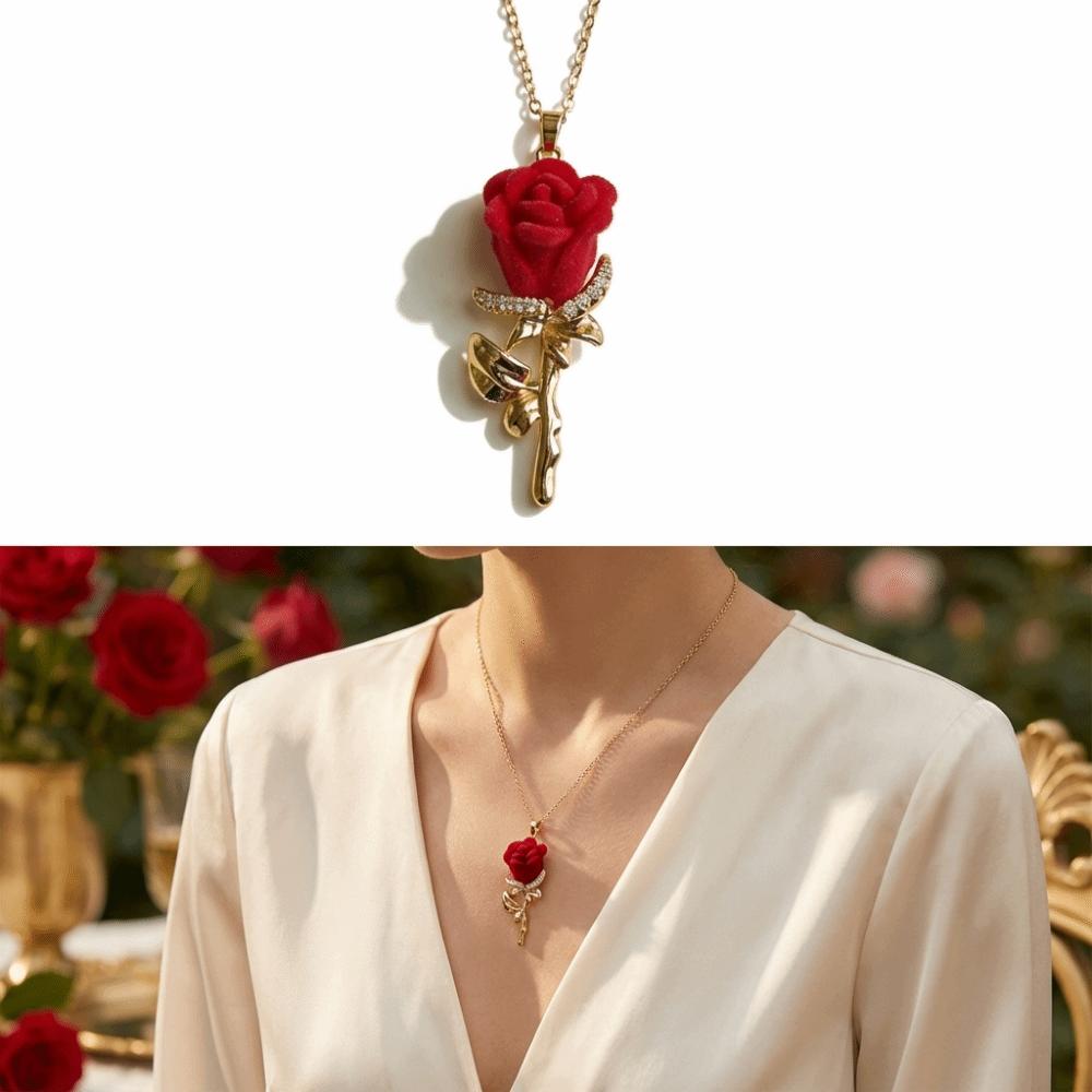 Exquisite Minimalist Red Rose Floral Pendant Rose Flower Pendant Rose Flower Floral Pendant Gift for Wife