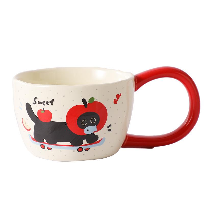 Cute Kitten Mug Breakfast Office Women Apple Cup Couple Gift Creative High Value Ceramic Water Cup