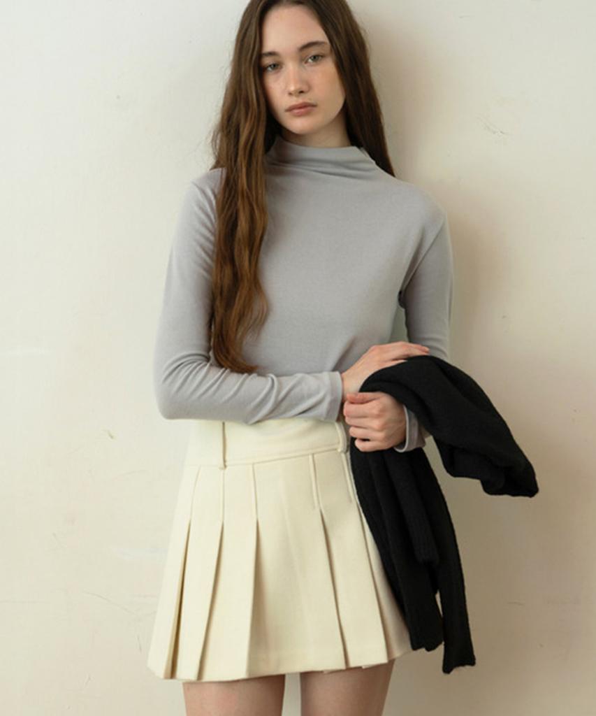 Aejeuipeu Mono Wool Half-Neck T-Shirt (Blue Gray)