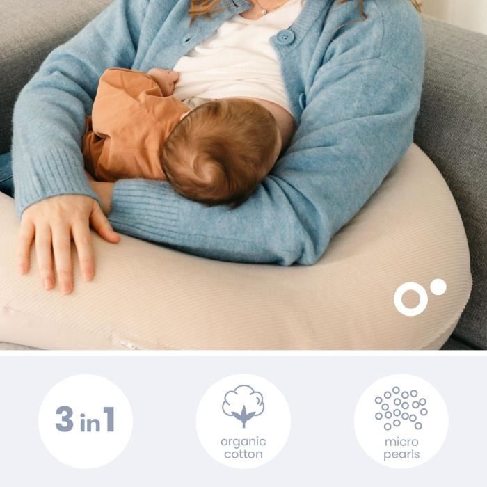 Coussin de grossesse et d’allaitement - DOOMOO - Buddy - Ultra confort - Certifié Oeko-Tex - Corduroy Beige