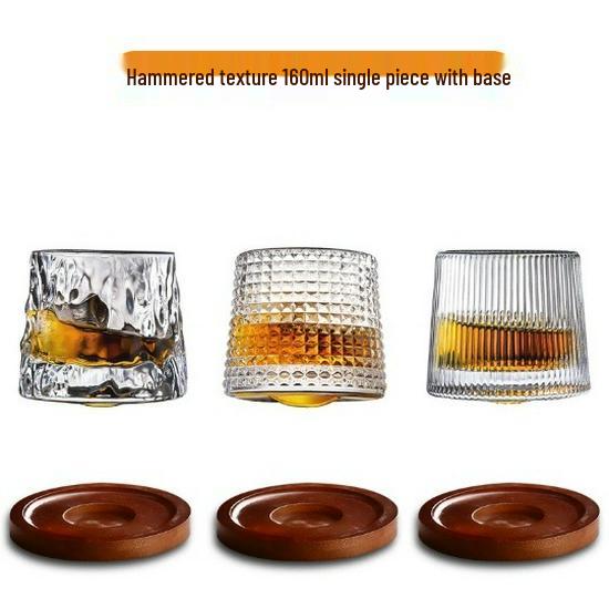 Nordic Net Red Glass Whiskey Rotating Tumbler