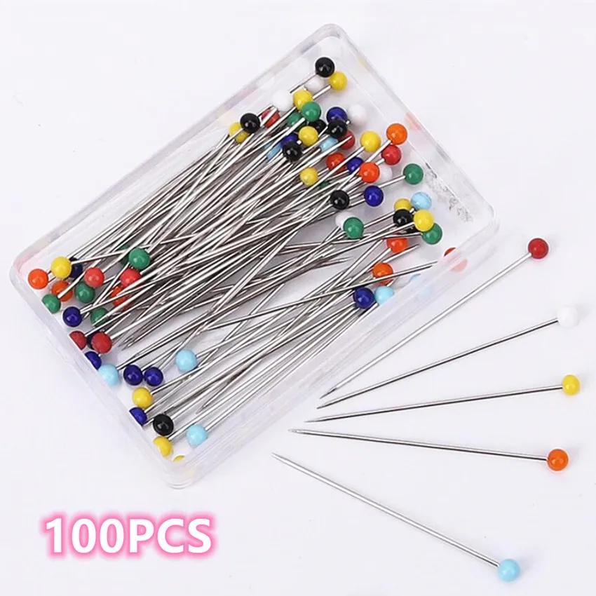 50/100Pcs DIY Sewing Crafts Pins Sewing Accessories Safety Pins Glass Ball Head Pins Mixed Colors Straight Quilting Needles Pin