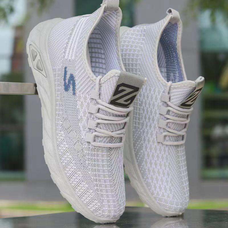 Men's shoes are breathable and lightweight in summer, men's soft-soled fly-woven mesh shoes, lazy shoes, one pedal, driving shoes