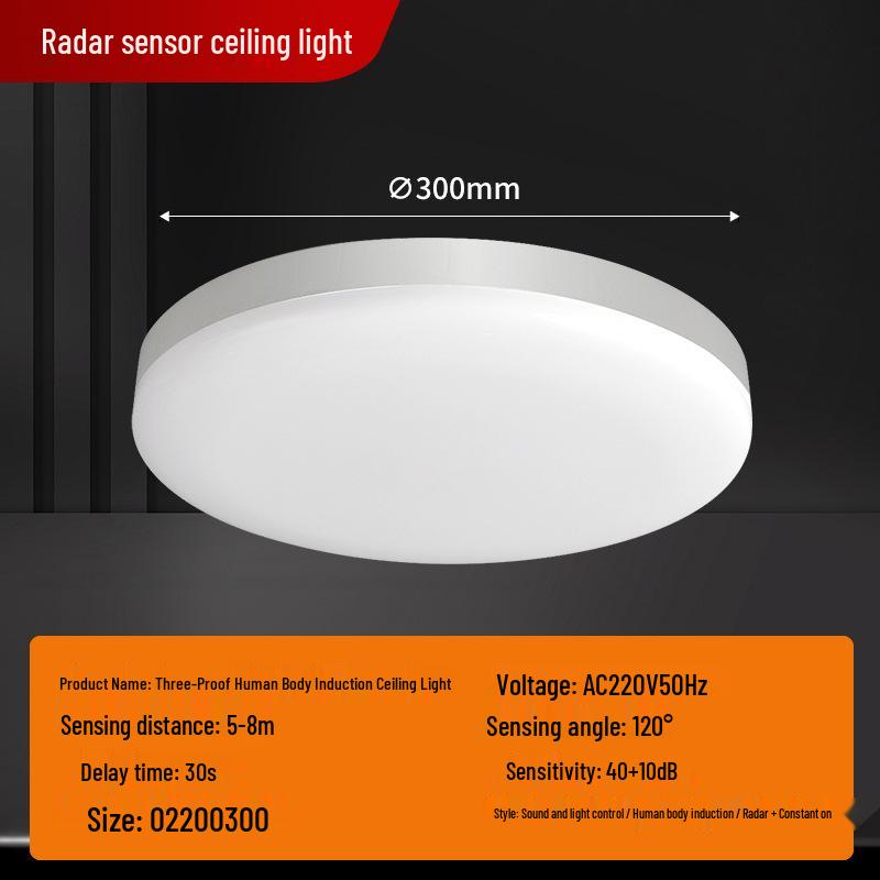 Tri-Proof LED Ceiling Light with Radar & Motion Sensor for Corridors and Staircases