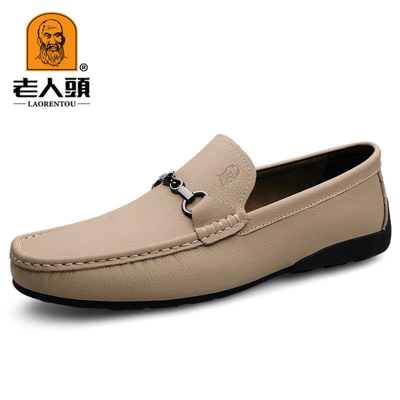 

Голова старика мужская обувь дышащая модная мягкая подошва одна педаль ленивая обувь для вождения повседневные туфли-бини 44 абрикосовый