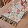 Colorful Flower Jacquard Table Runner with Tassel Kitchen Dining Table Decoration Embroidered Table Runner for Home Party Decor