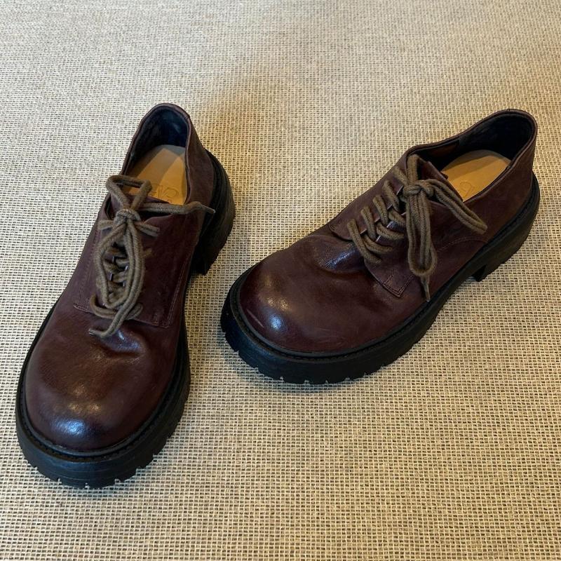 Fashion Retro Lace-up Thick Bottom Heighten Loafers Women 2025 Fashion New Brown Designer Shoes Comfortable Round Toe Zapatos De Mujer