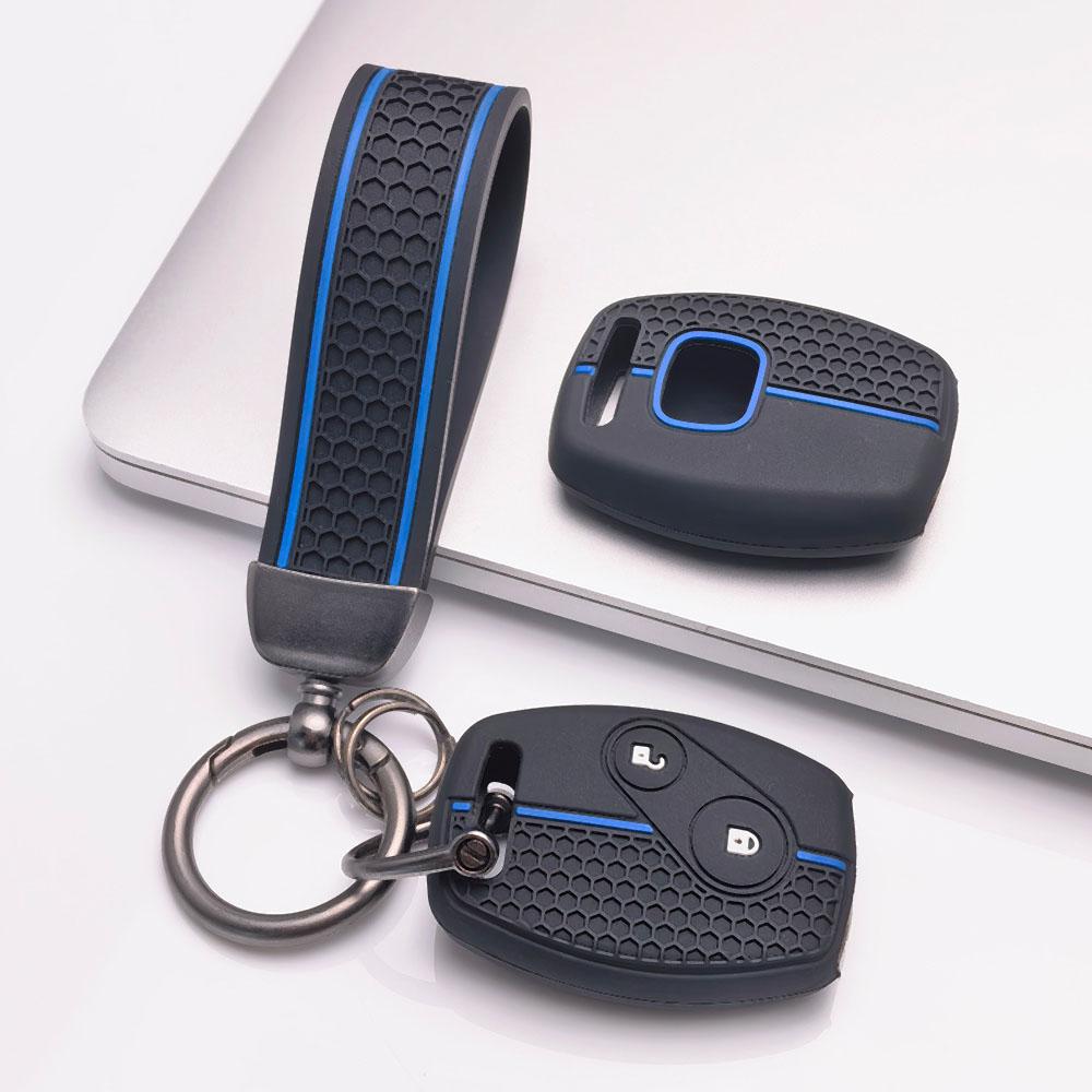 Premium Silicone Car Key Fob Cover For Honda Fit Civic Accord CRV HRV Jazz With Keychain Soft Silicone Car Interior Accessories Anti-Scratch
