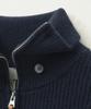 Seteo Button-Up Sailor Half Knit Zip-Up Navy