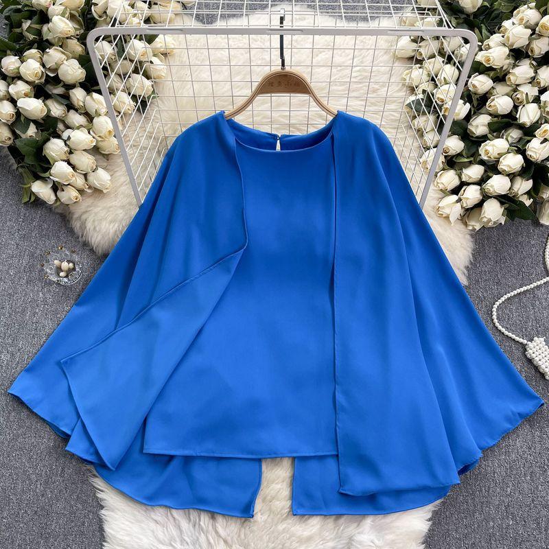 and American Plus size women clothing Design Sense Cape Pullover Shirts Female Senior Sense Royal Sister Wear Temperament Spring Clothing Women's Top