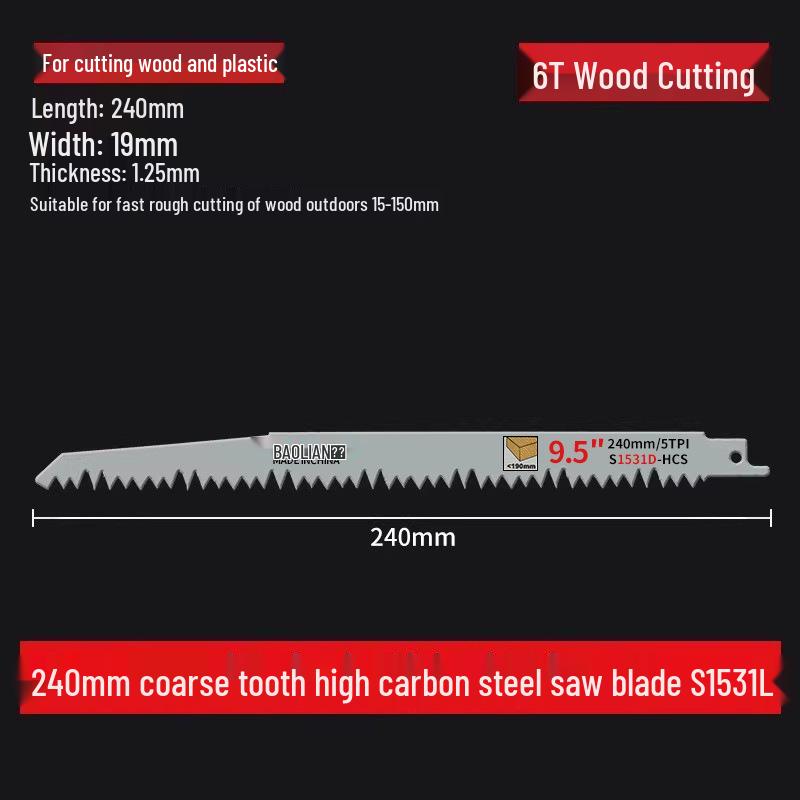 Pânză de ferăstrău reciproc versatilă - Ideală pentru metal, lemn, plastic și aluminiu cu dinți grosieri și fini, extinsă pentru ferăstraie electrice