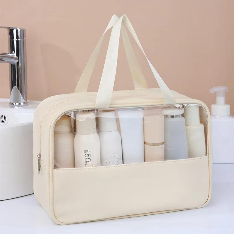Portable Travel Cosmetic Bag Women Transparent Makeup Bag Large-Capacity Bath Wash Bags Multifunctional Waterproof Storage Pouch