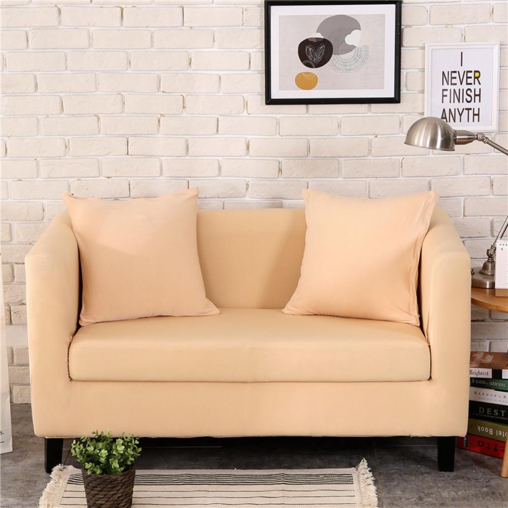 

Stretch Elastic Sofa Cover Full Coverage Slipcovers Pure Color Cushion Protector for All Seasons Universal Fit Single S 90-140CM бежевый